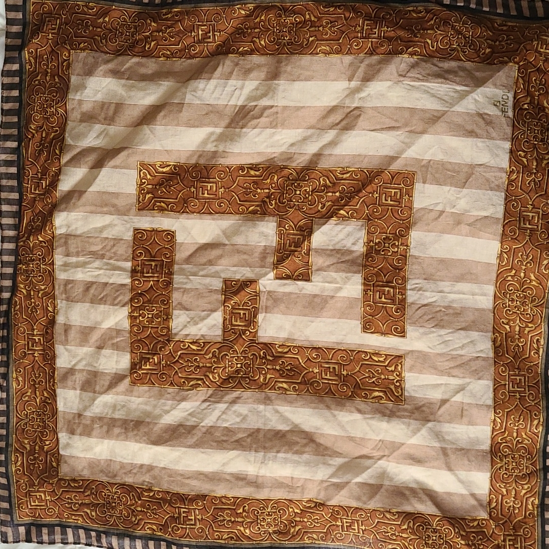 Authentic Fendi Scarf Zucca Print Cotton